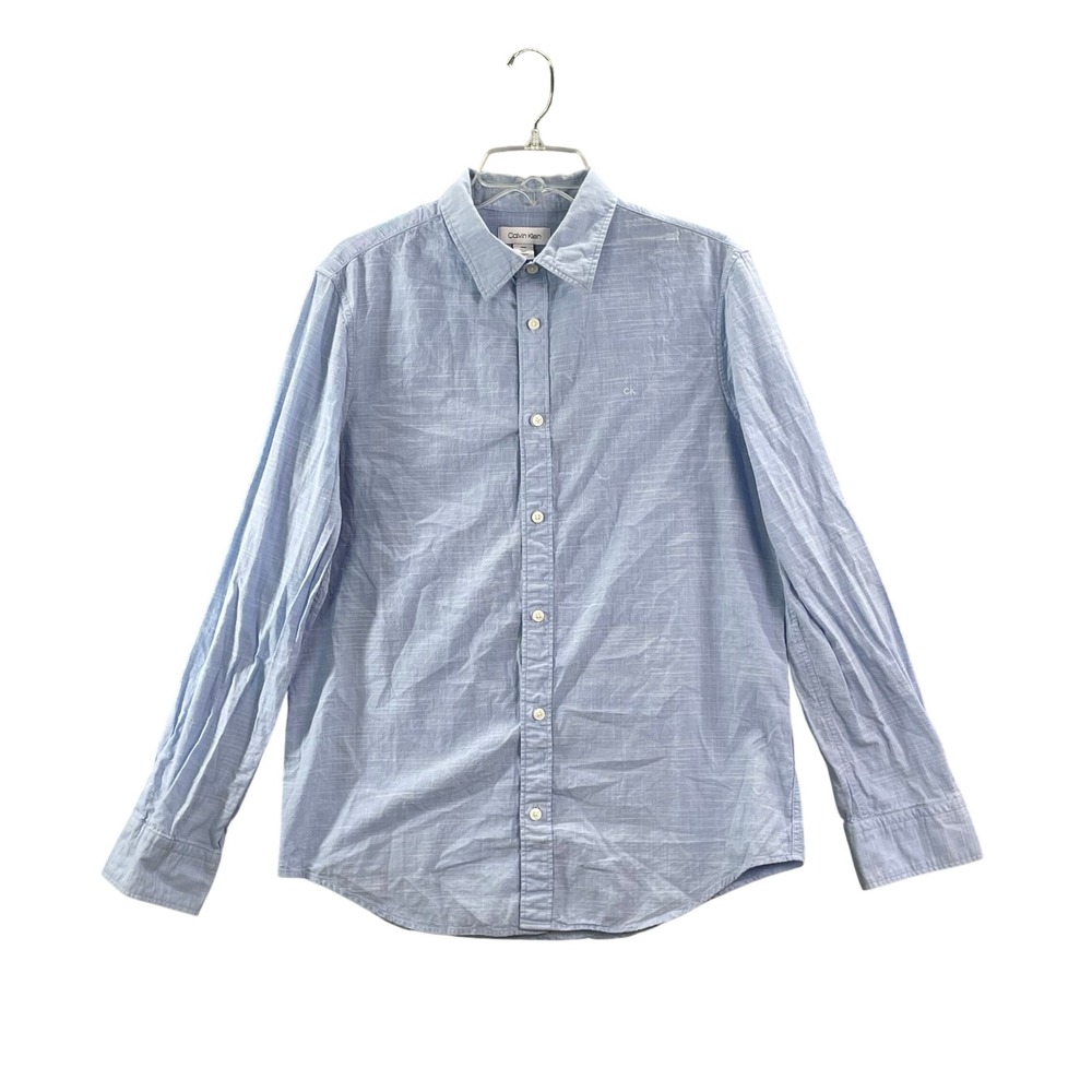 Calvin Klein Shirt Men Medium Blue Textured Gorpcore Preppy Academia Travel Work